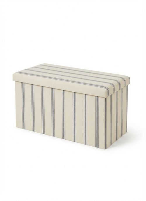 Faux Linen Folkstone Stripe Rectangle Ottoman