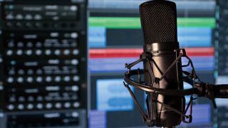 Best condenser mics: Condenser mic in front of recording software