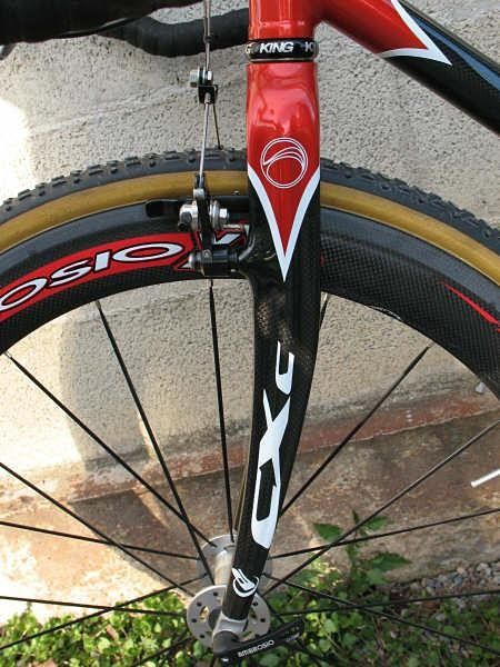Frattini's team CXC frame uses a slightly steeper head tube angle