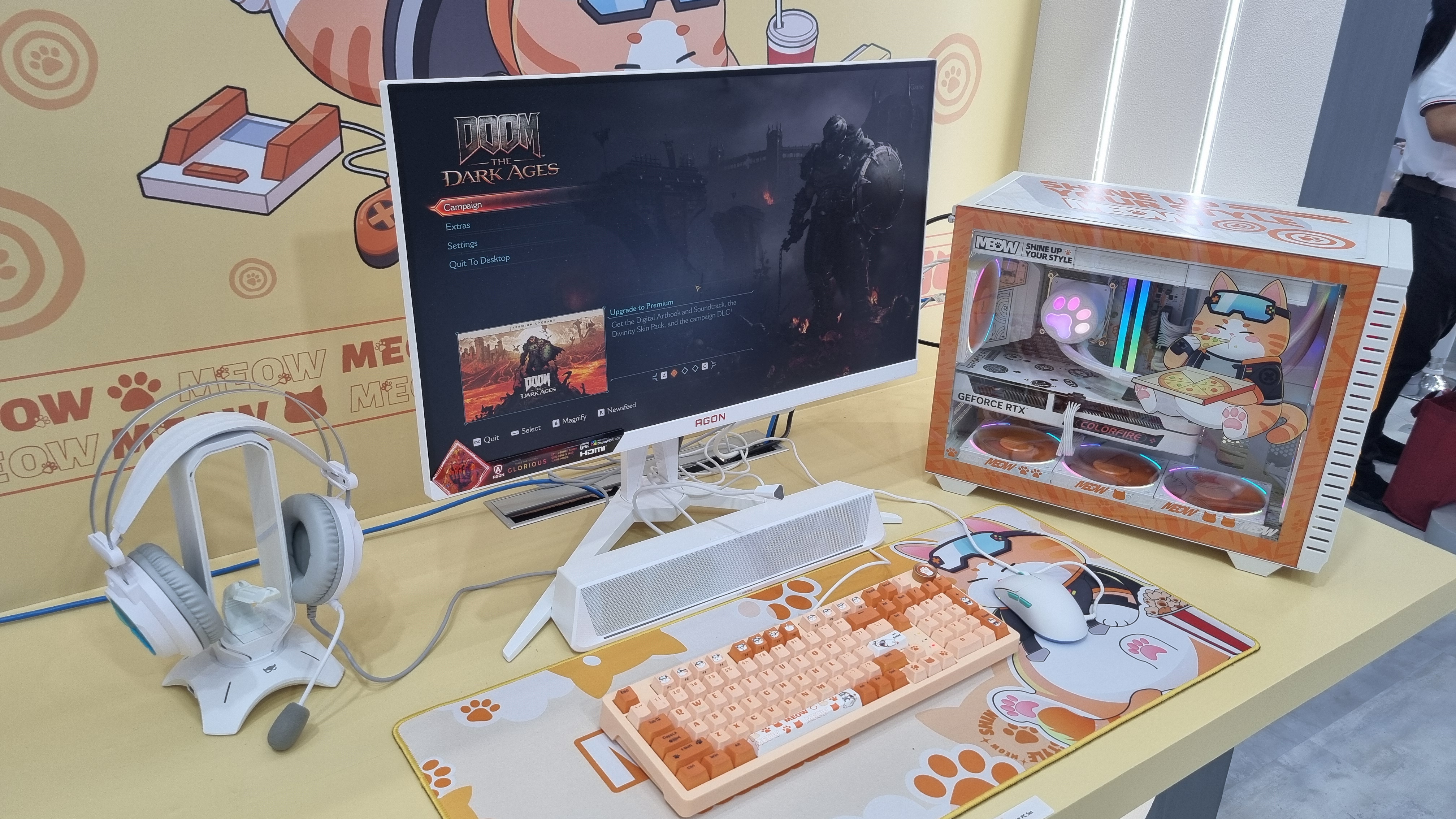 The glorious juxtaposition of DOOM: The Dark Ages and Colorful’s furry-friend-themed Meow range of PC goodies is one reason why we love Computex
