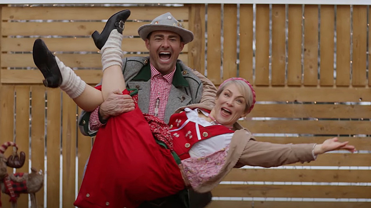 Jonathan Bennett is seen dancing in A Keller Christmas Vacation on Hallmark.