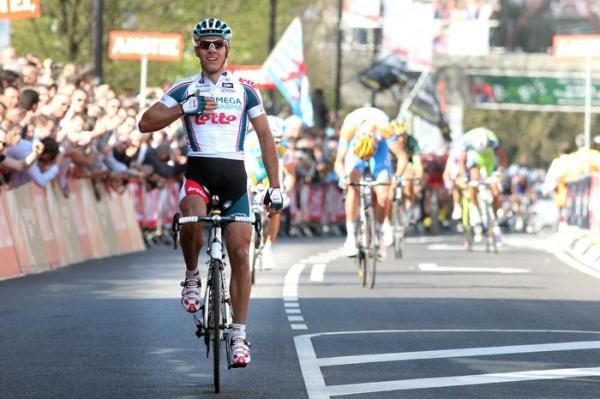 Philippe Gilbert (Omega Pharma-Lotto) wins the Amstel Gold Race.