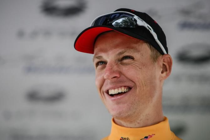 Michael Schar (BMC) happy on the podium after todays hard ride