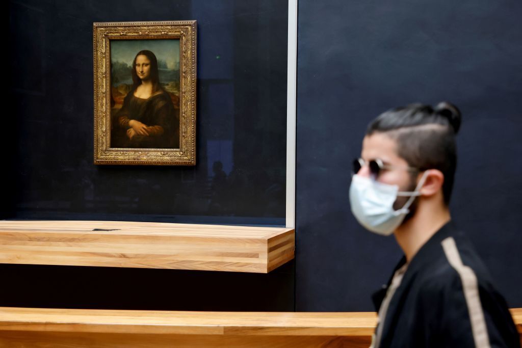 A visitor at the Louvre.