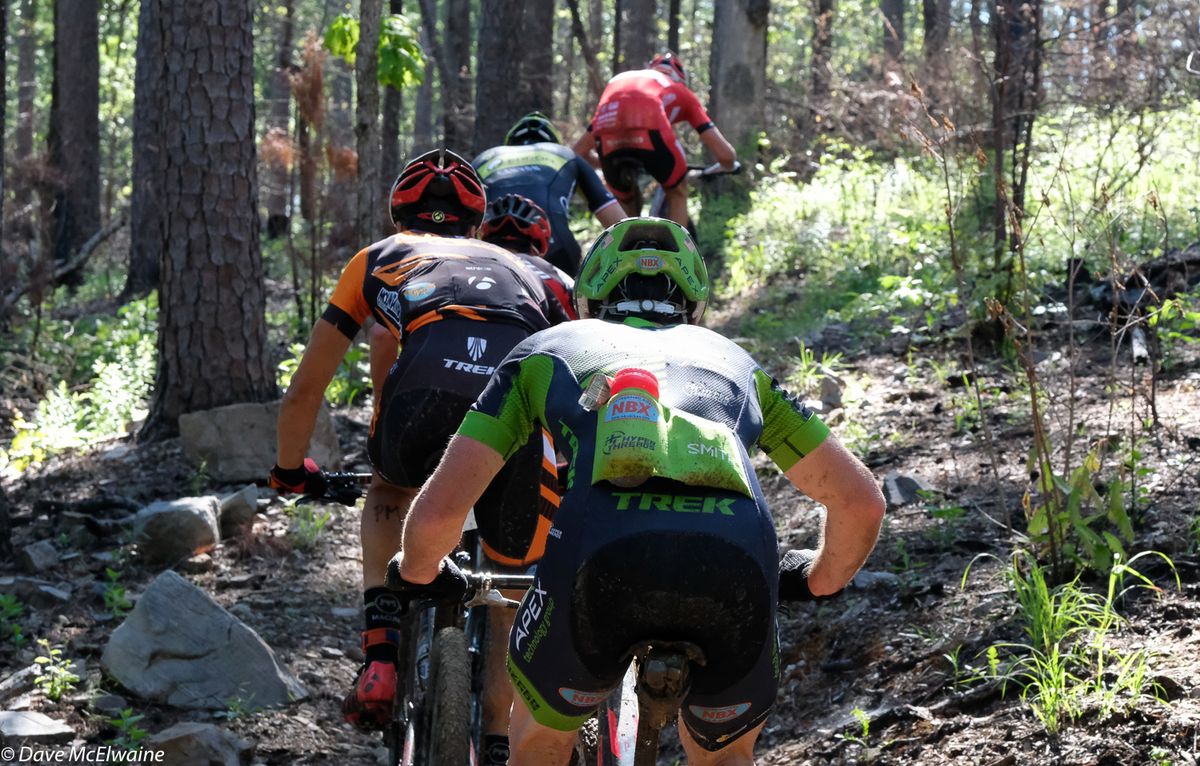 Todd Wells (SRAM-TLD) leading the race with five followers during lap two.