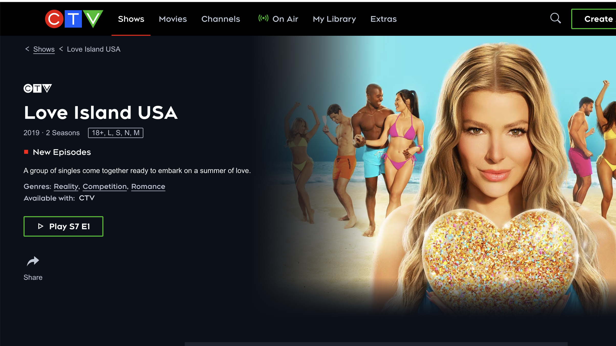 Love Island USA page on CTV