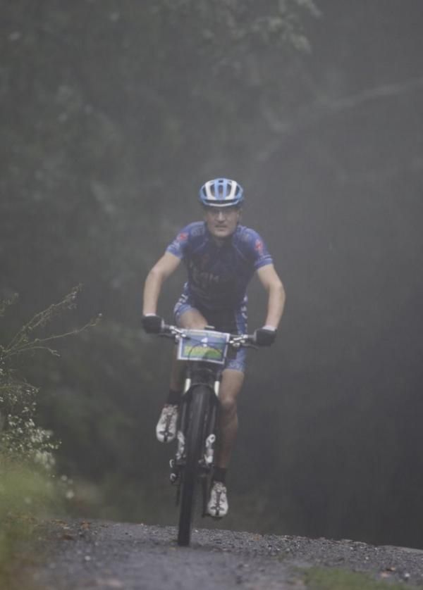 Christian Tanguy (Team CF) brings the gap down to one minute as he the death climb up Shenandoah Mountain