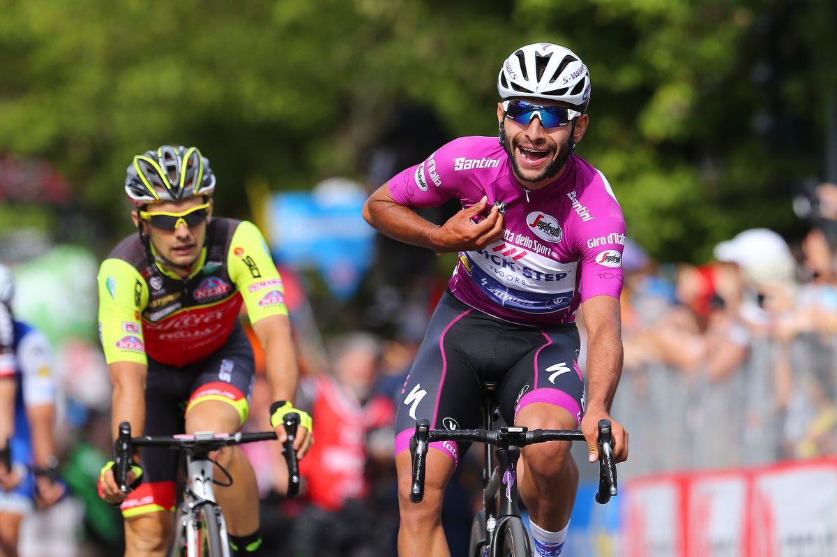 Jakub Mareczko can only watch as he finishes second to Gaviria
