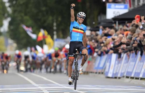 Philippe Gilbert (Belgium) celebrates as he crosses the line