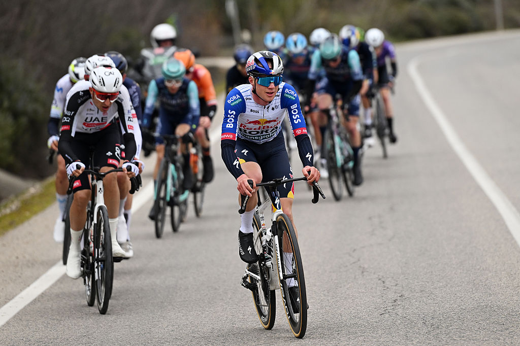 UBEDA, SPAIN - FEBRUARY 16: Maxim Van Gils of Belgium and Team Red Bull - BORA - hansgrohe competes during the 5th Clasica Jaen Paraiso Interior 2026 a 154.2km one day race from Ubeda to Ubeda on February 16, 2026 in Ubeda, Spain. (Photo by Dario Belingheri/Getty Images)