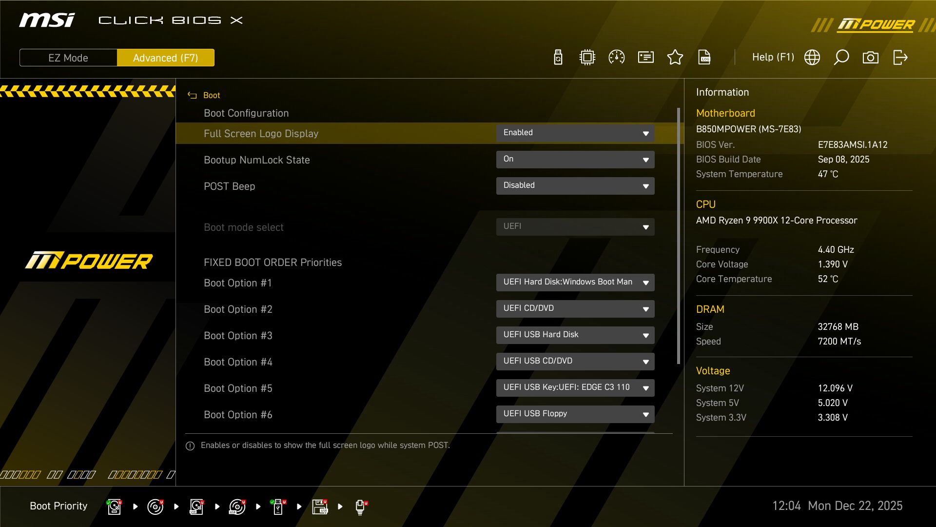 MSI B850 MPower - BIOS images
