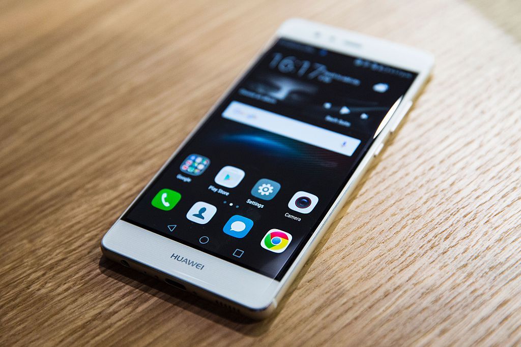 A pictures shows the new P9 smartphone by Chinese tech company Huawei during the phone&amp;#039;s launch at Battersea Evolution in London on April 6, 2016.The P9 was created in partnership with German