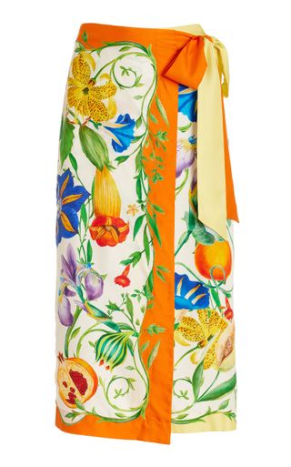 Flores Silk-Twill Sarong Skirt