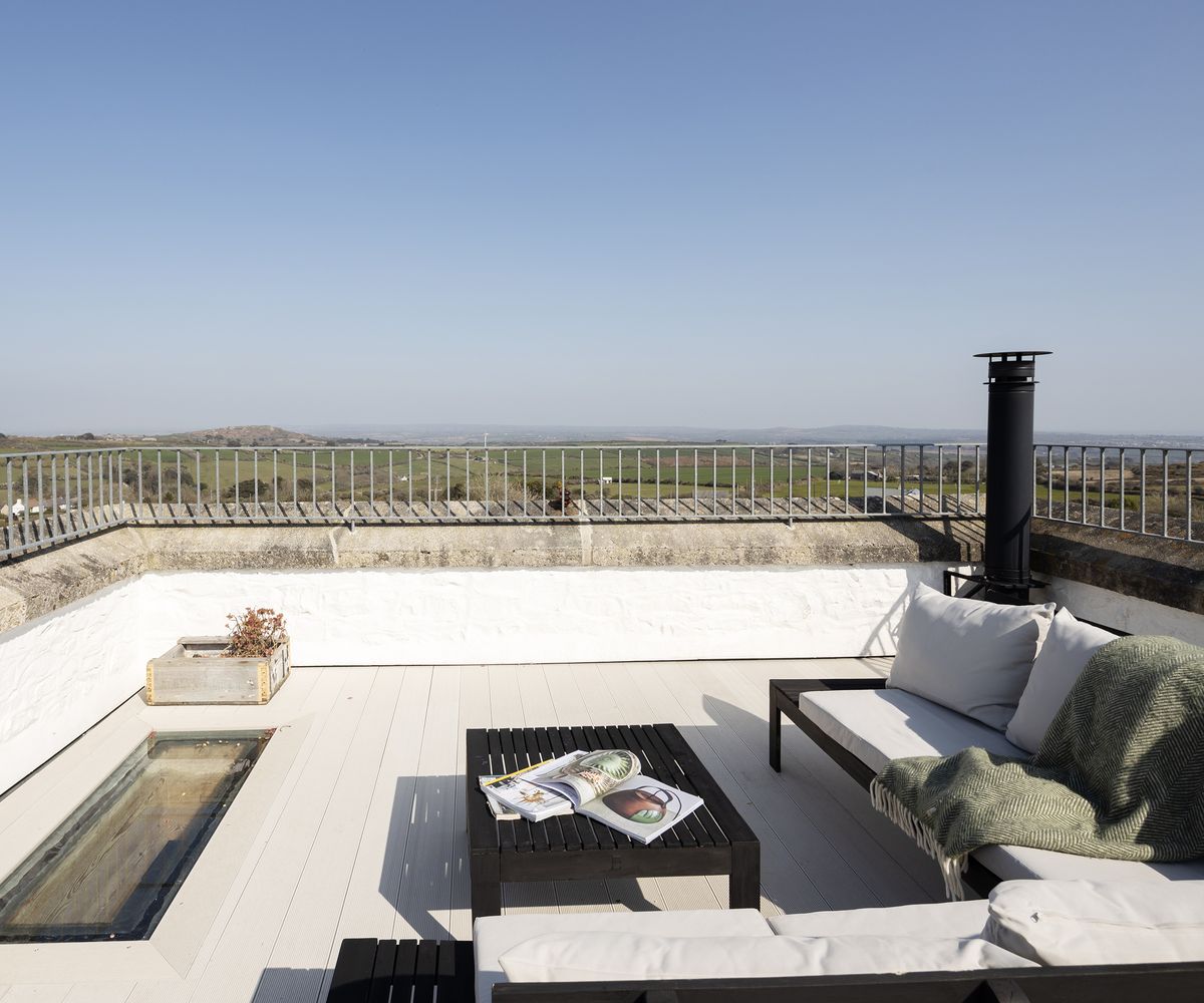 Roof terrace on a converted substation building