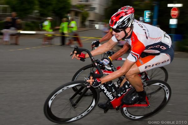 Sunday's road race began under cloudy conditions, where the only bright light was the photographer's flash.