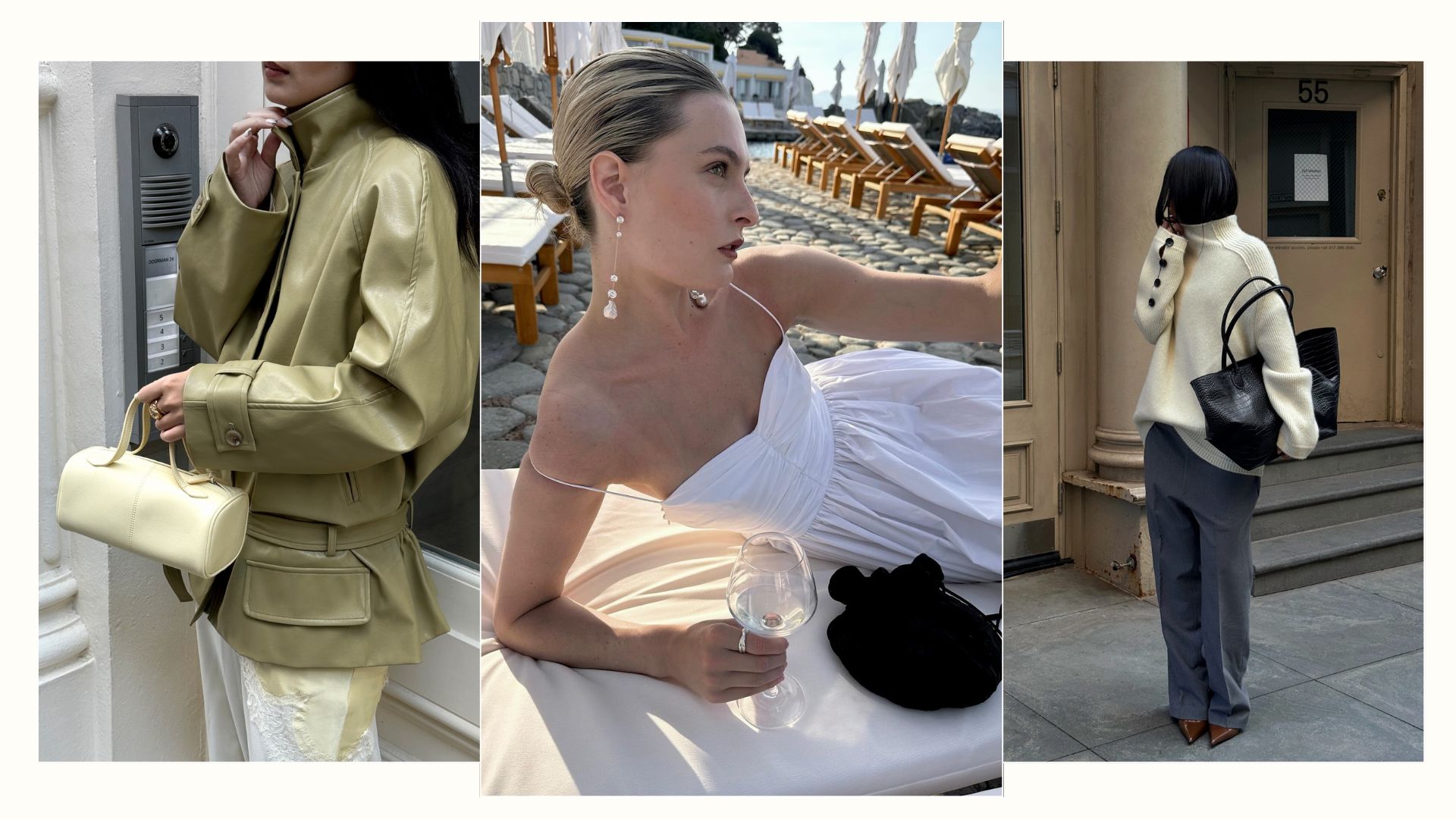 Woman holding black pouch bag