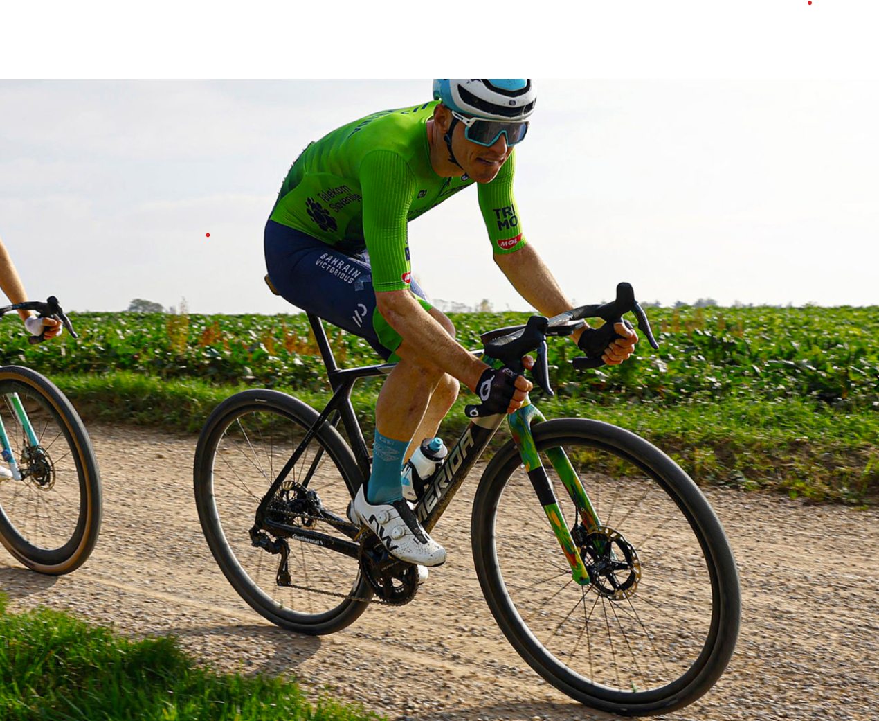 Matej Mohoric riding a Merida Silex gravel bike prototype