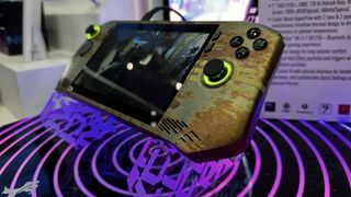 MSI Claw x Fallout handheld gaming PC at the Computex show floor