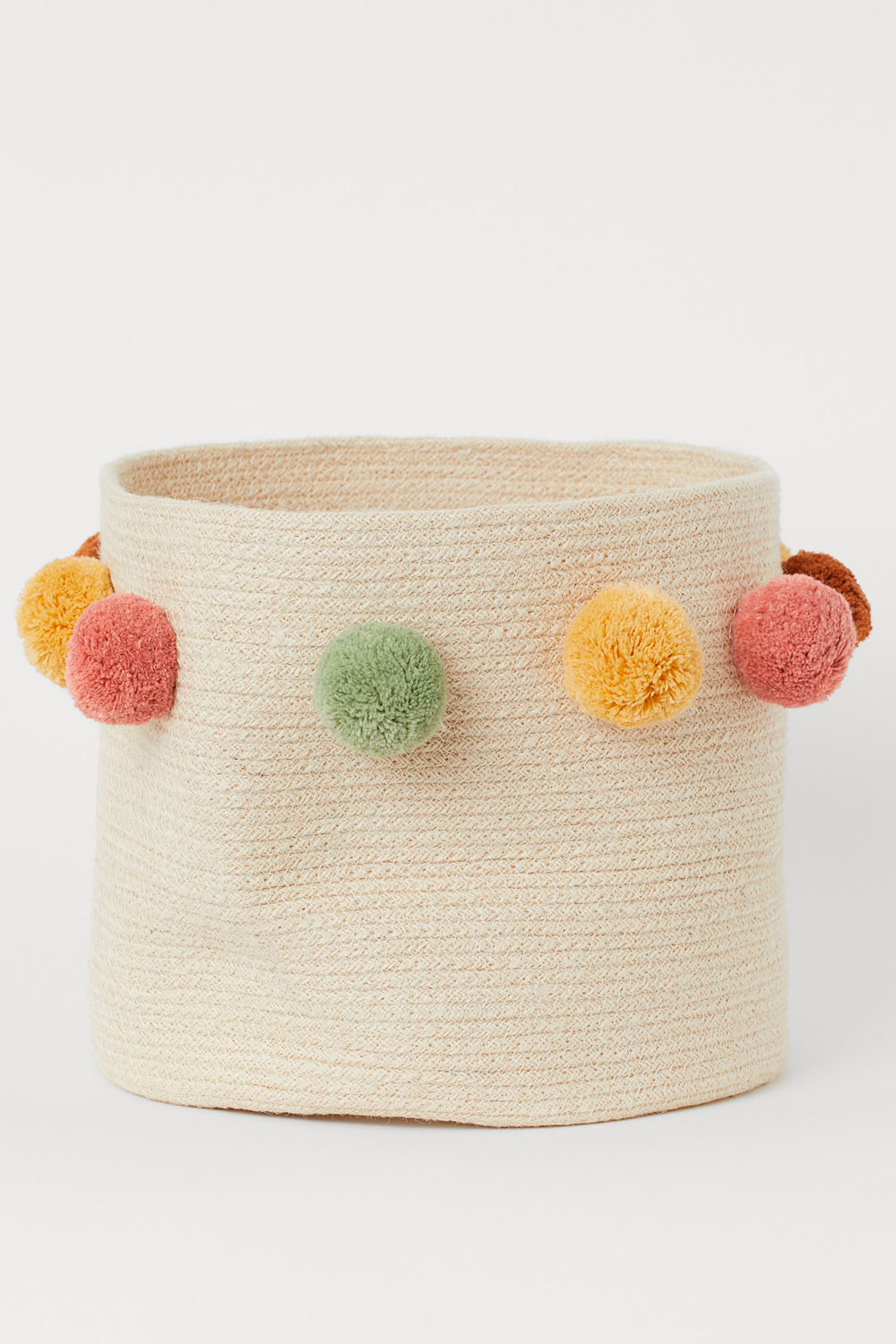 storage basket with pompoms