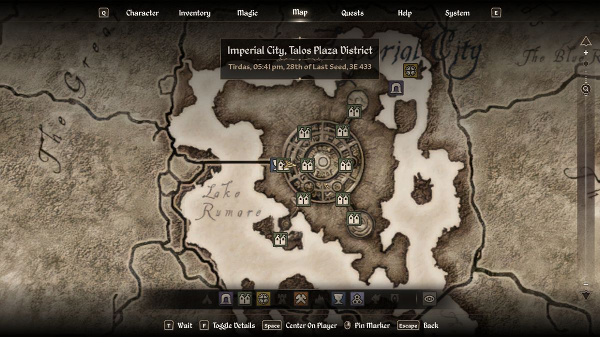 Oblivion Burning Trail - A map showing where to start this deluxe edition quest inside the Imperial City.