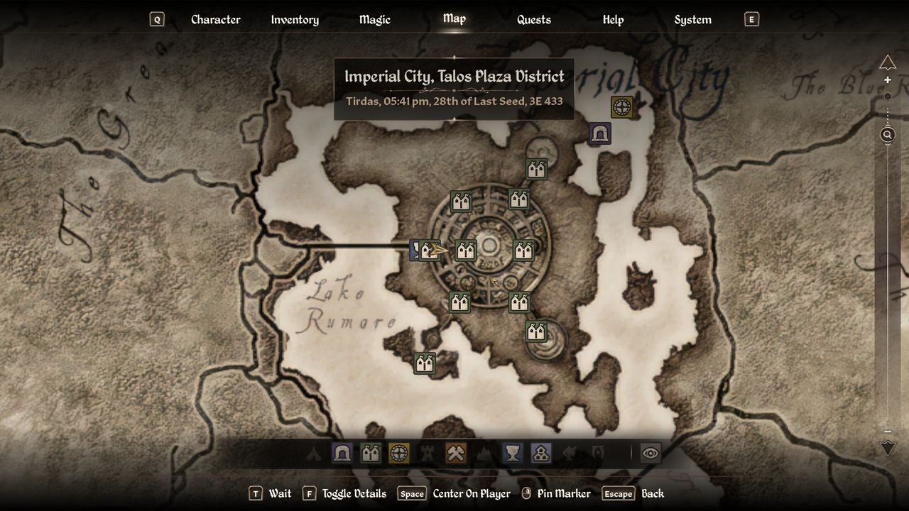 Oblivion Burning Trail - A map showing where to start this deluxe edition quest inside the Imperial City.