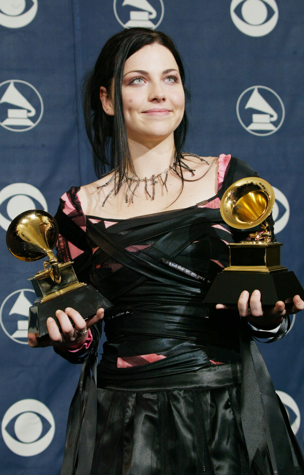 Amy Lee with two Grammys