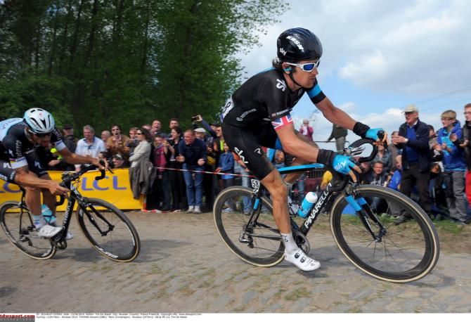 Geraint Thomas (Team Sky) followed by Tom Boonen