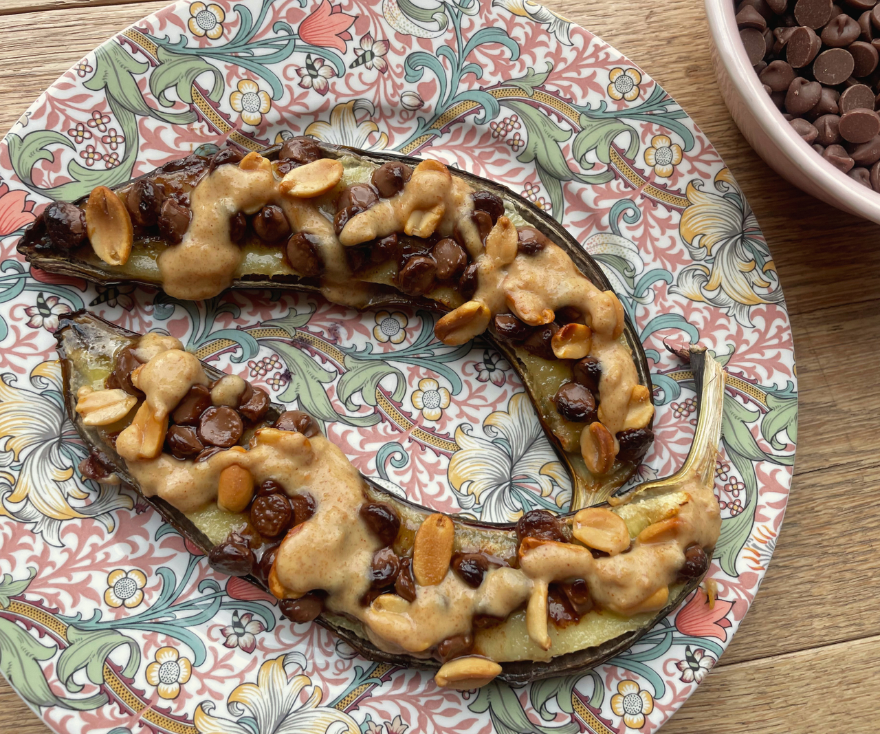 Chocolate Peanut Bananas baked in my air fryer