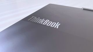 Close up of the ThinkBook logo on the Lenovo ThinkBook 13x G4