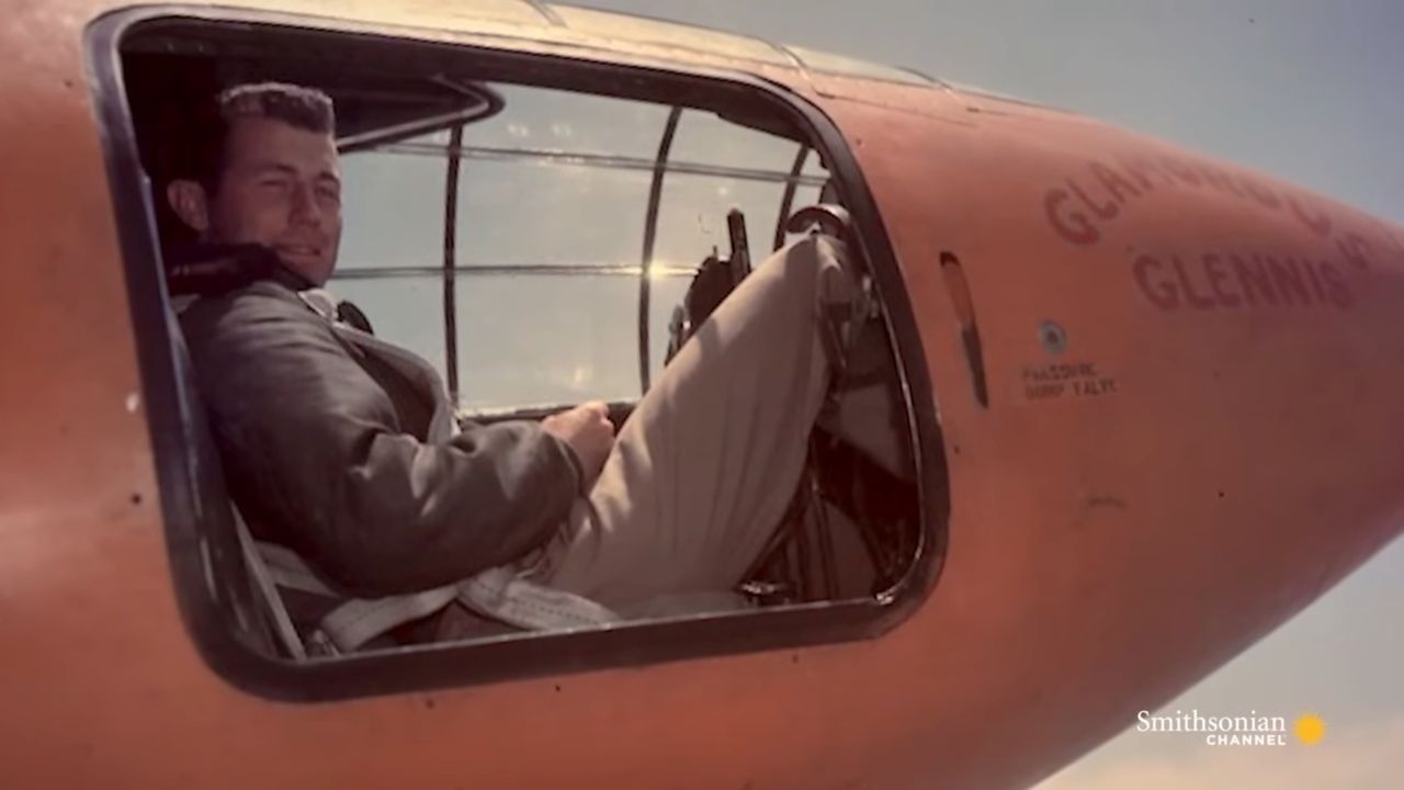 Pilot Chuck Yeager in the cockpit of the Bell X-1
