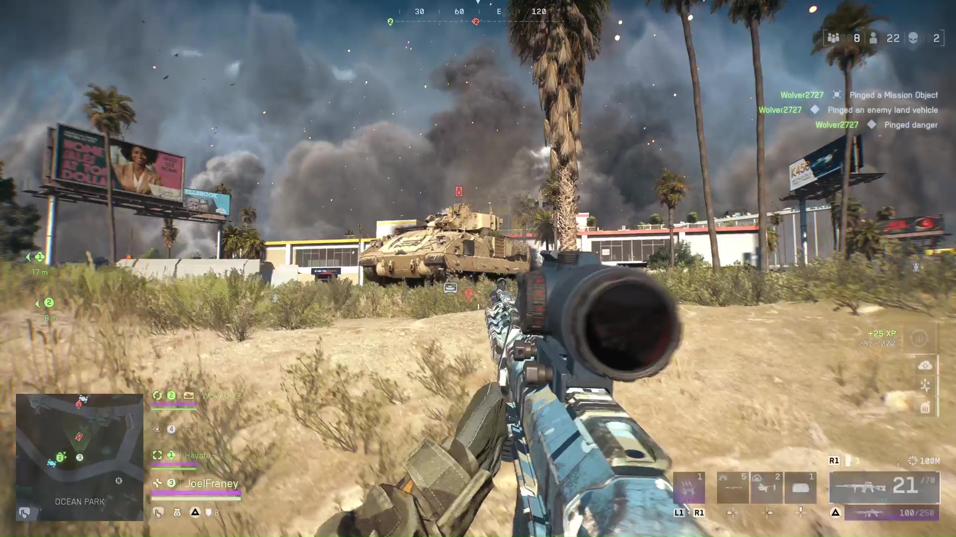 A tank rolls towards the player in Battlefield Redsec