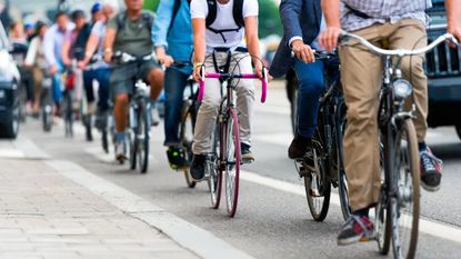 Image shows riders commuting