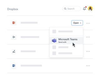 Dropbox screenshot showing Microsoft Teams integration