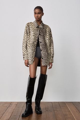 Faux Fur Animal Print Overshirt