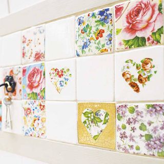 Floral and white Patchwork Tiles