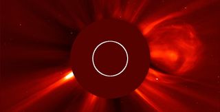 A coronal mass ejection erupted from the sun on April 21, 2013.