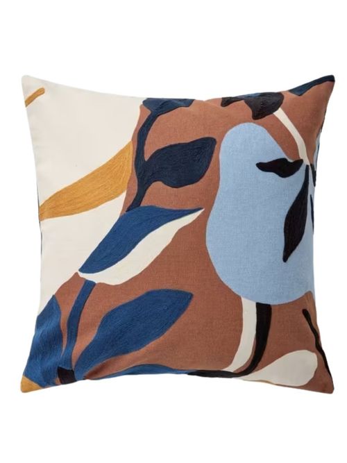 Floral Crop Embroidered Cushion