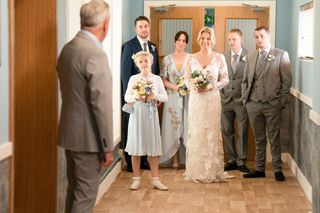 Kathy Beale arrives for her wedding to Rocky Cotton in EastEnders