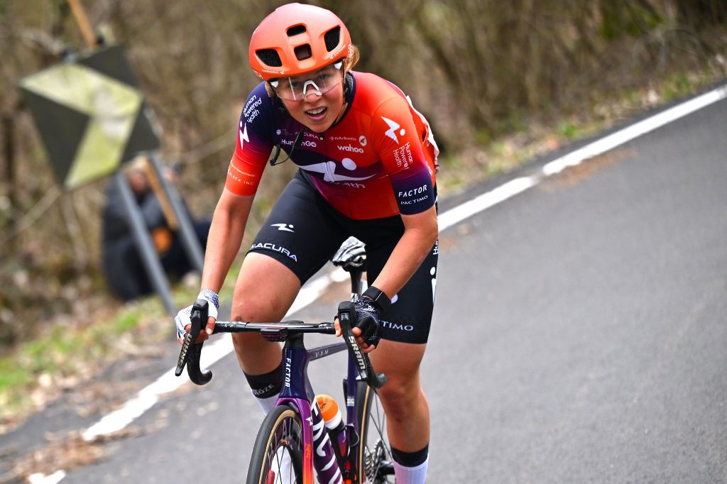 CITTIGLIO ITALY MARCH 16 Mona Mitterwallner of Austria and Team Human Powered Health attacks during the 26th Trofeo Alfredo BindaComune di Cittiglio 2025 Womens Elite a 152km one day race from Luino to Cittiglio UCIWWT on March 16 2025 in Cittiglio Italy Photo by Luc ClaessenGetty Images