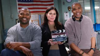 Mekhi Phifer, Maura Tierney, and Eriq La Salle behind the scenes on Law & Order 24x10