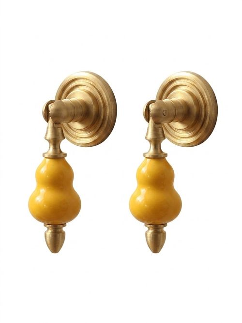 Vintage Brass Ceramic Cute Knobs