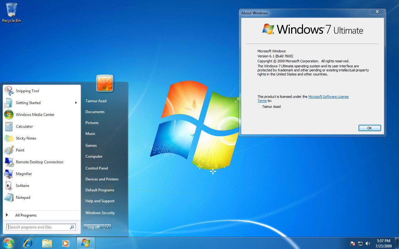 Bureau Windows 7