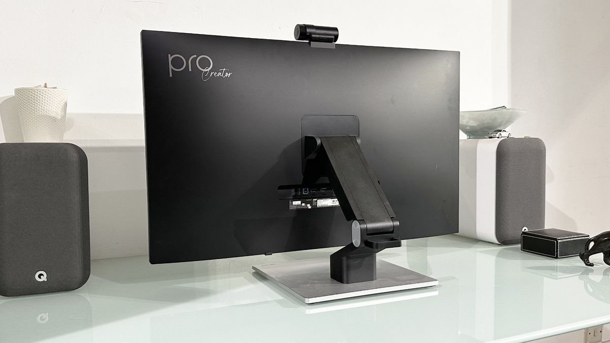 The Acer ProDesigner PE320QXT on a desk in a home office during our testing process