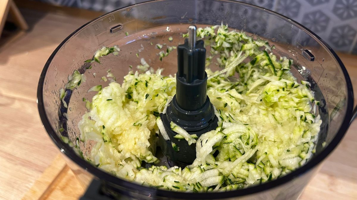 Courgette shredded using Cuisinart Flexprep 1.1L food processor