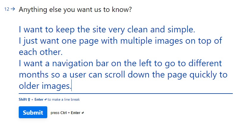 DreamHost's questions for making a site