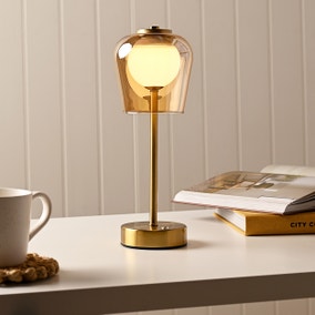 Hestia Glass Shade Rechargeable Colour Changing Led Touch Table Lamp