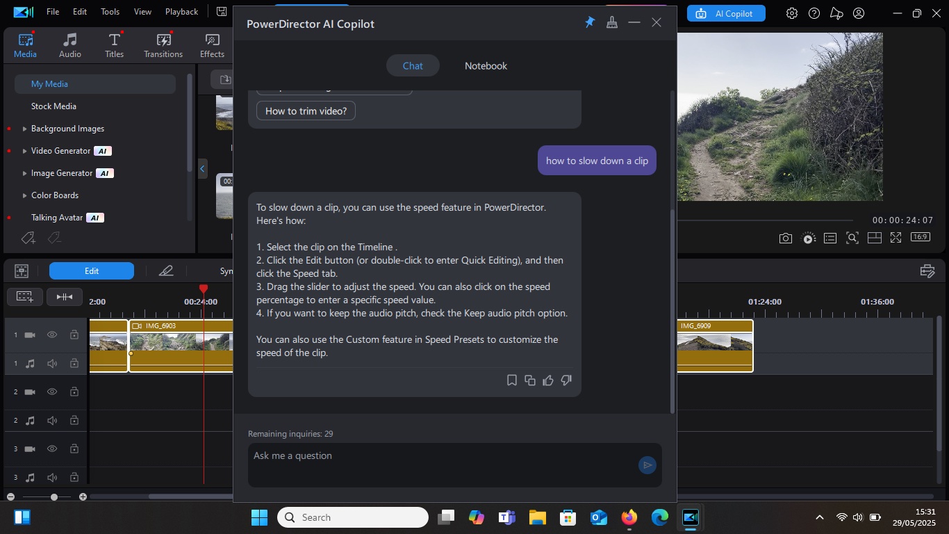 Screenshot of PowerDirector 365 in action