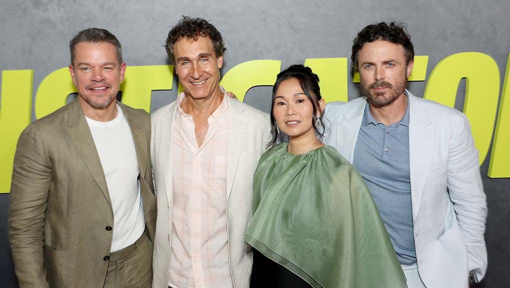 (From l.): Matt Damon, Doug Liman, Hong Chau and Casey Affleck at the New York premiere of Apple Original Films&rsquo; The Instigators at Jazz at Lincoln Center.
