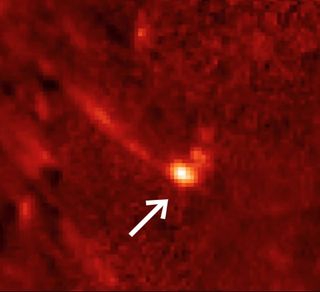 Tadpole-shaped sunspots leave the surface of the sun.