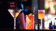 A stock photo of three alcoholic drinks. 
